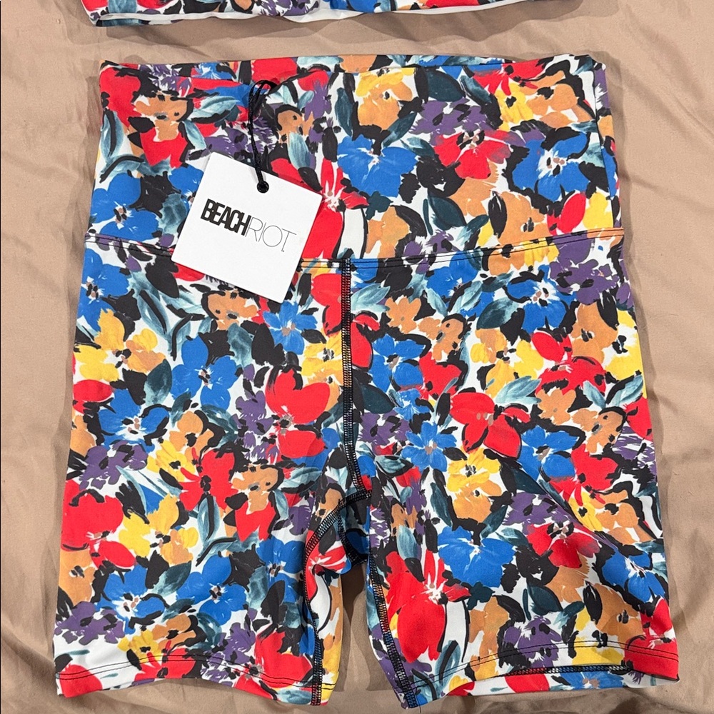 Beach Riot Floral Bike Shorts set - Multicolor